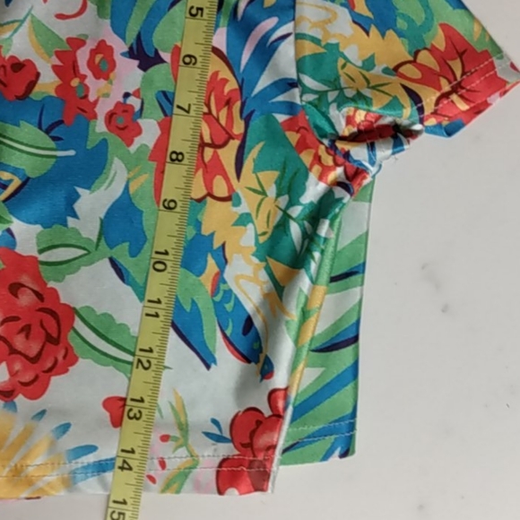 Y2K Shiny Tropical Spandex Crop Top and Shorts - Picture 11 of 12